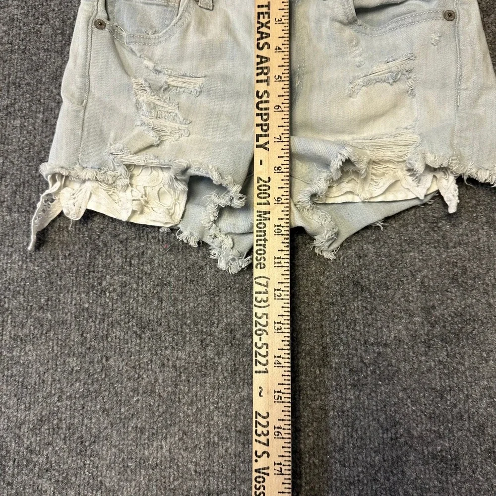 American Eagle Denim Shorts Womens Size 0 Light Wash Distressed Lace Festival
